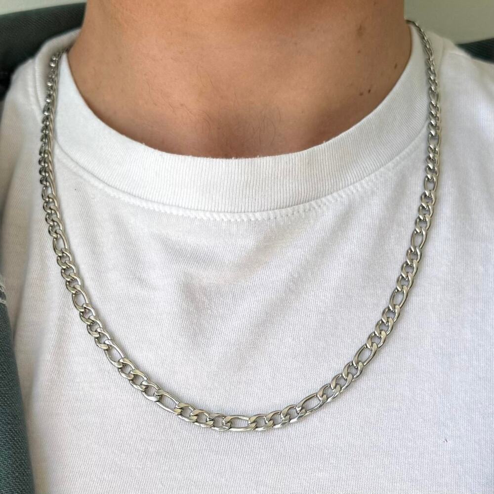 Y2K Silver 925 Stainless Steel Cuban Link Chain Necklace 20 Inch Vintage Unisex